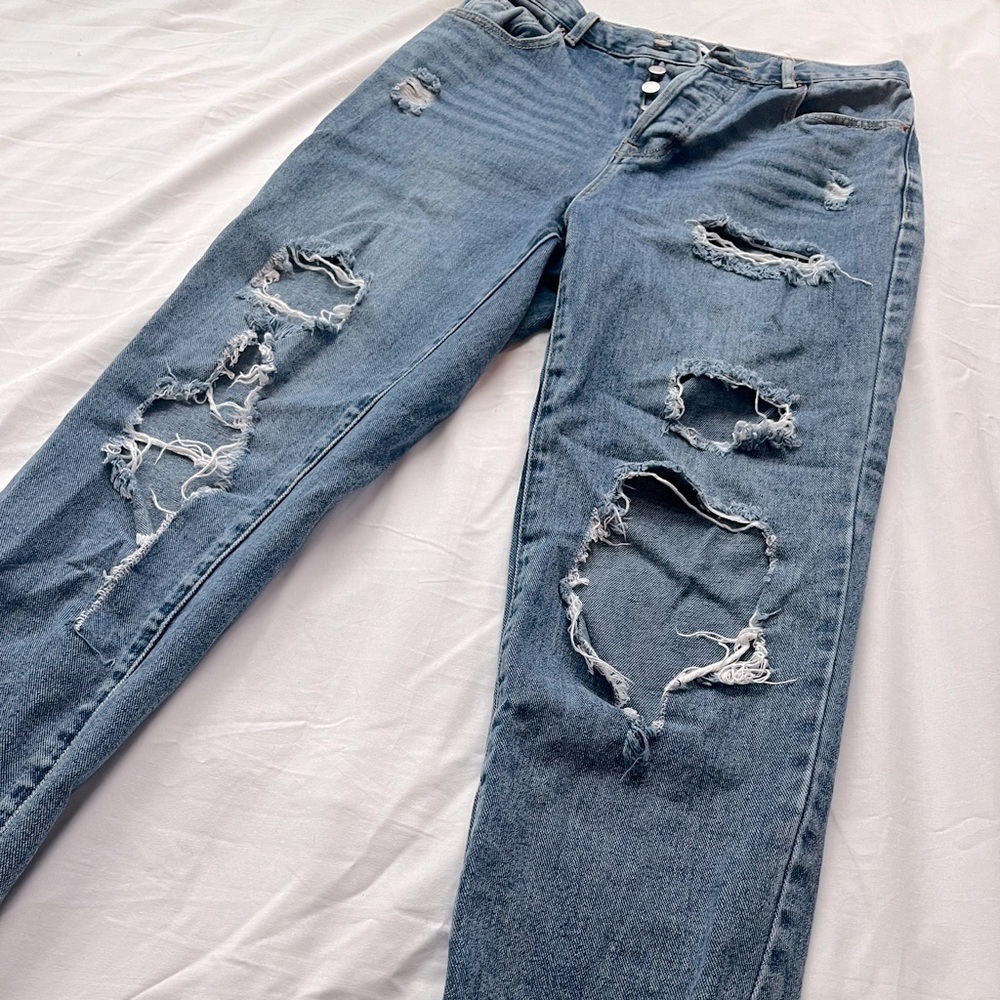 Pacsun Ripped Jeans - 27 high rise - Straight Cut - Distressed dark wash